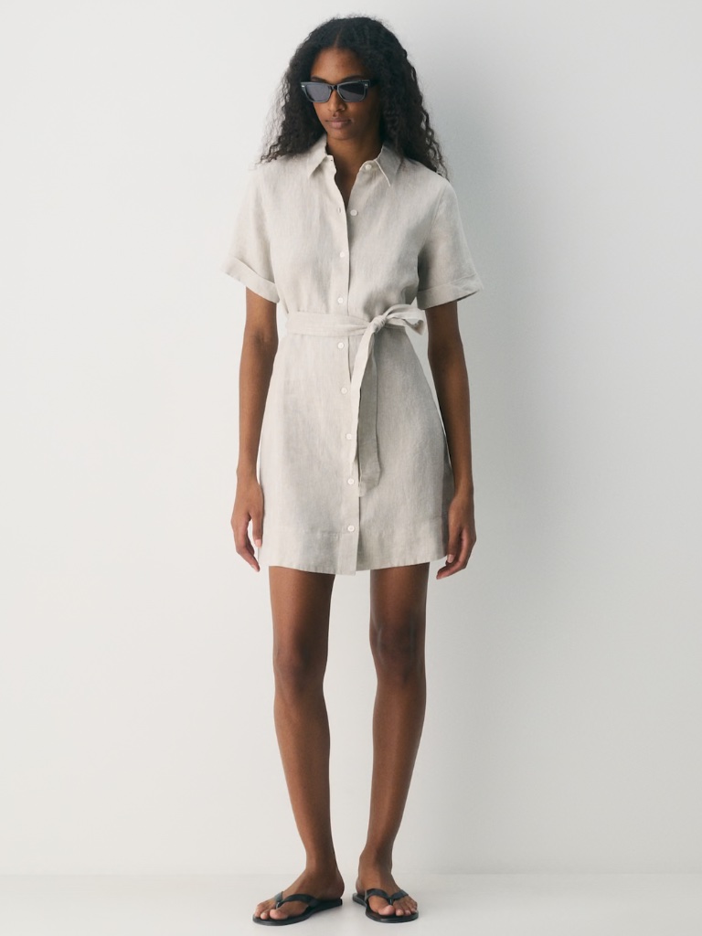 Aritzia Natural Ecru Linen Mini Dress Size Xs